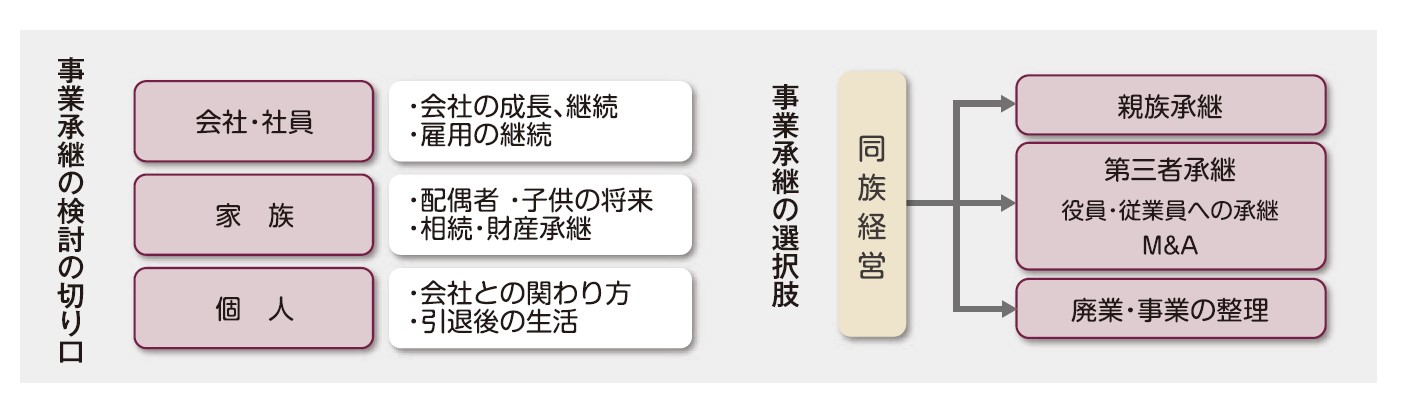 事業承継の検討の切り口の図